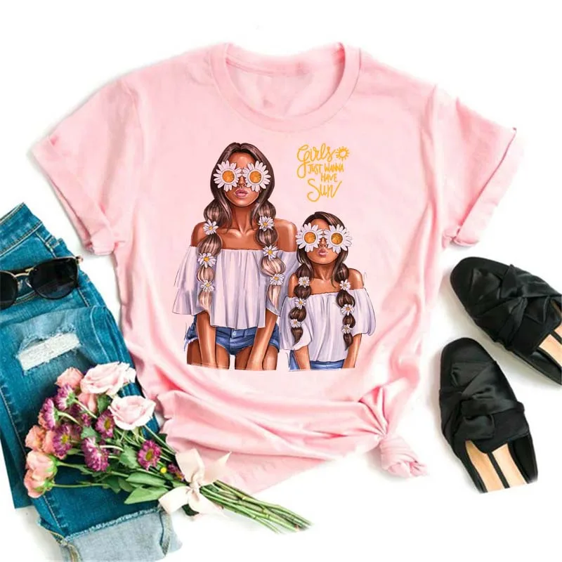 Damski t-shirt z nadrukiem mama i dziecko Bt9173 f