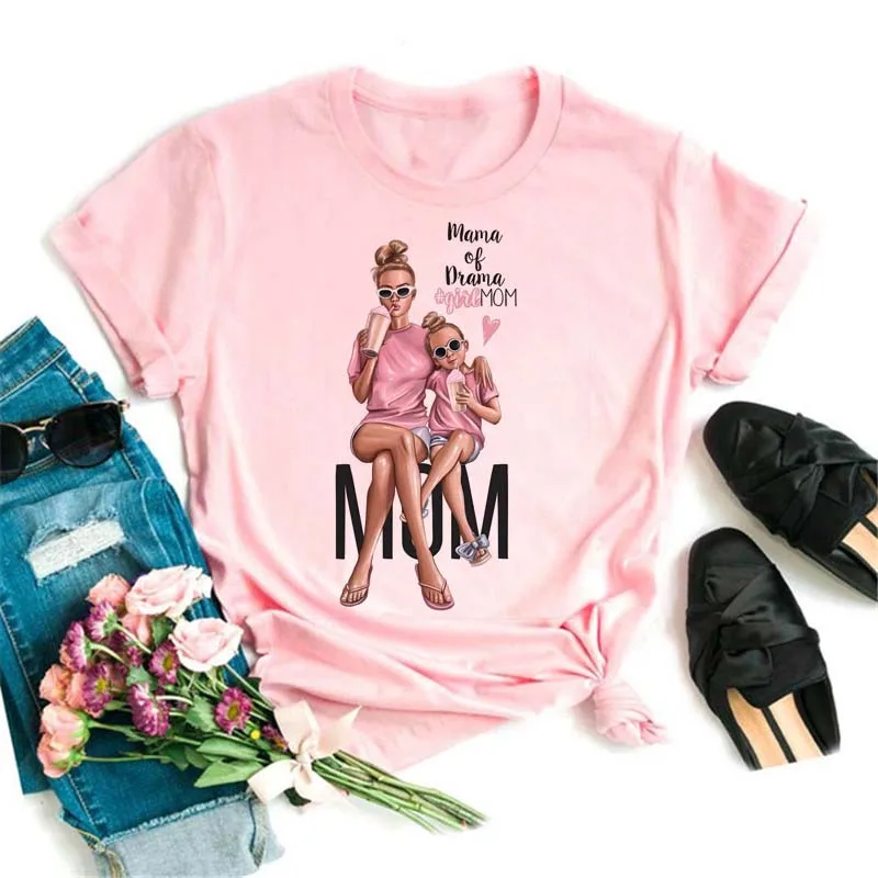 Damski t-shirt z nadrukiem mama i dziecko Bt9174 f