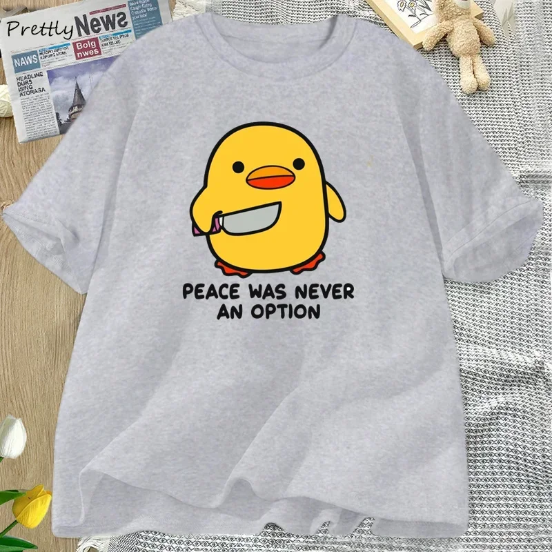 Damski t-shirt z zabawnym nadrukiem gęsi Szary