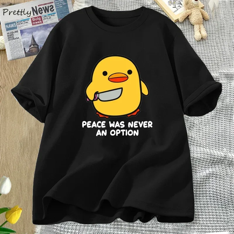 Damski t-shirt z zabawnym nadrukiem gęsi Czarny