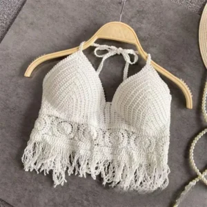 Damski top boho z frędzlami i odkrytymi plecami Style 1