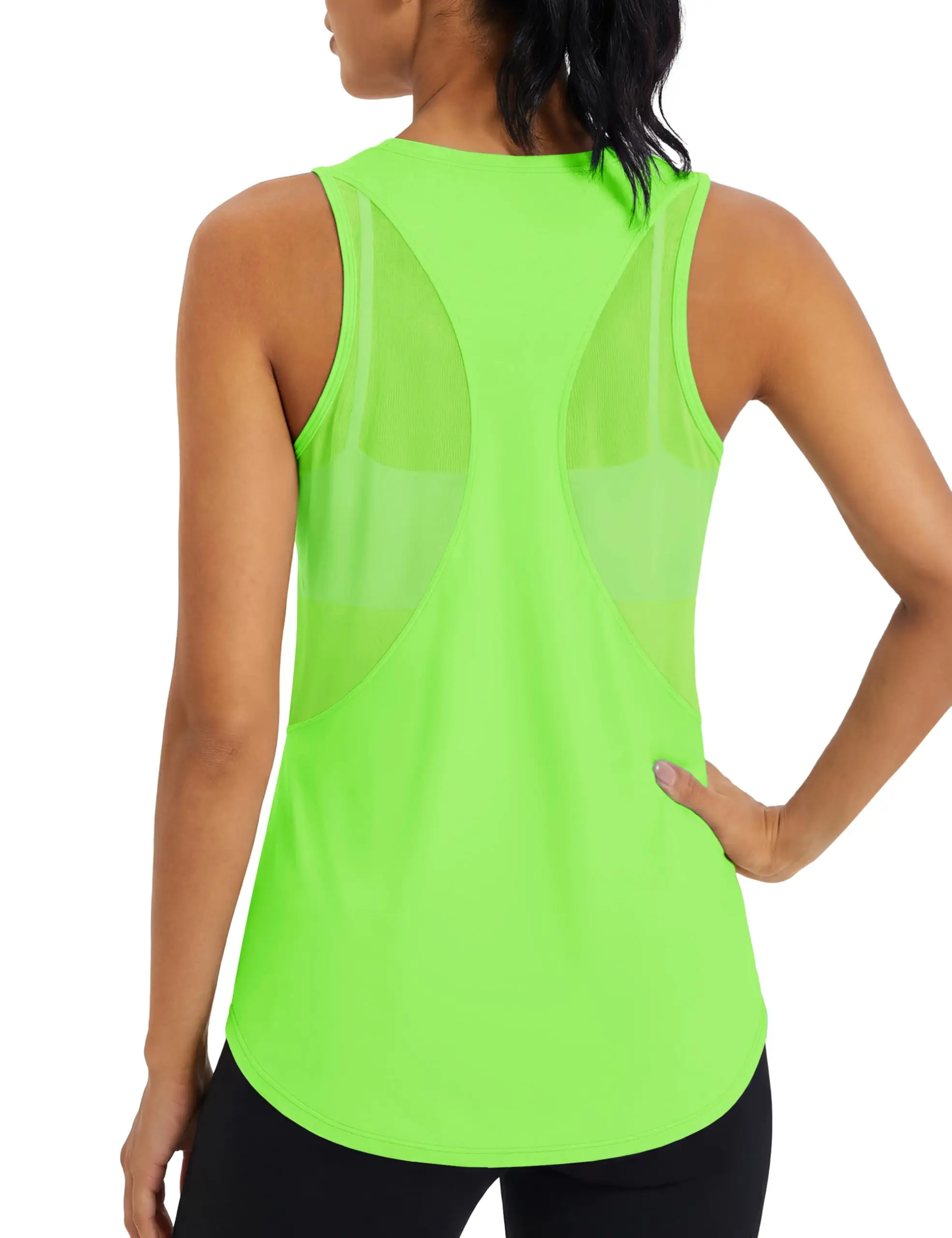 Damski sportowy top do jogi z siateczki Brightgreen