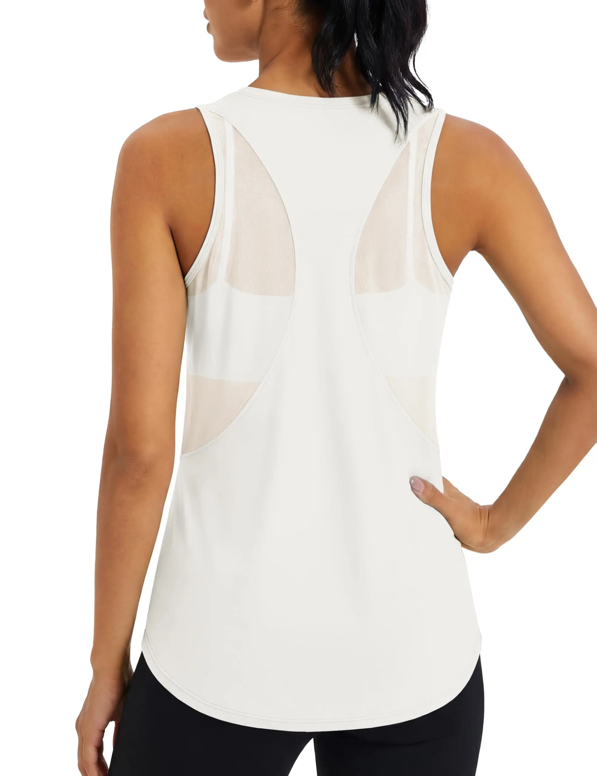 Damski sportowy top do jogi z siateczki Biały