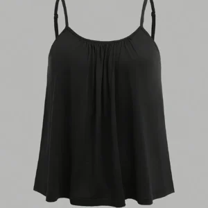 Damski top na ramiączkach plus size jednokolorowy Czarny