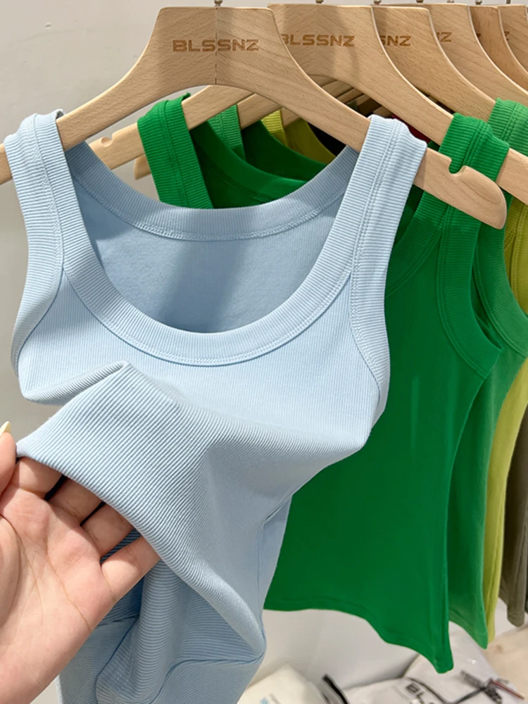 Damski top na ramiączkach prążkowany basic Błękitny