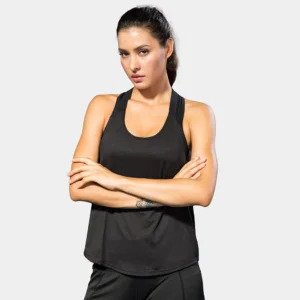 Damski top sportowy bez rękawów do jogi i fitnessu Czarny
