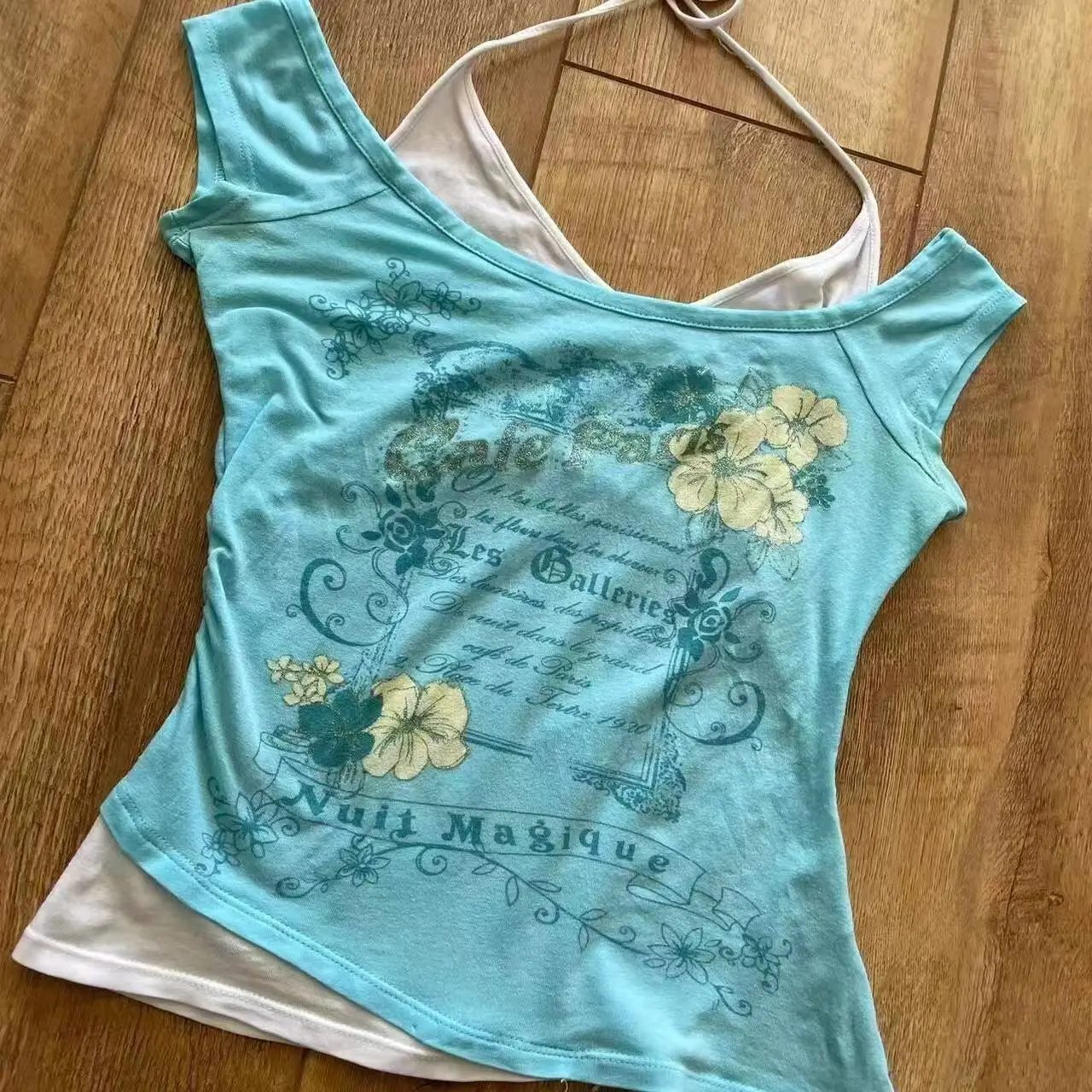 Damski top Y2K Punk w stylu vintage krótki letni Kolba