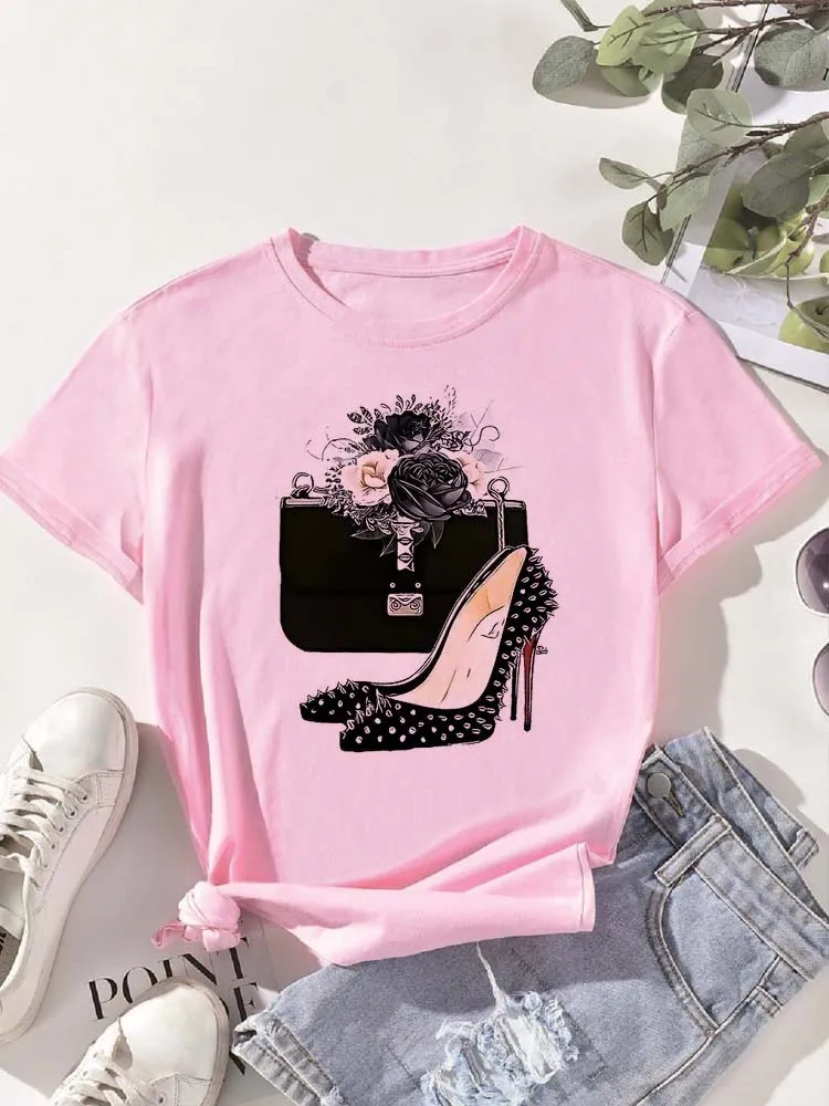 Damski T-shirt z kwiatowym nadrukiem w stylu Harajuku Bt7184