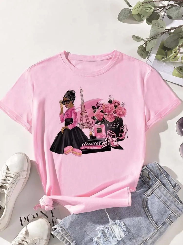 Damski T-shirt z kwiatowym nadrukiem w stylu Harajuku D0344 f