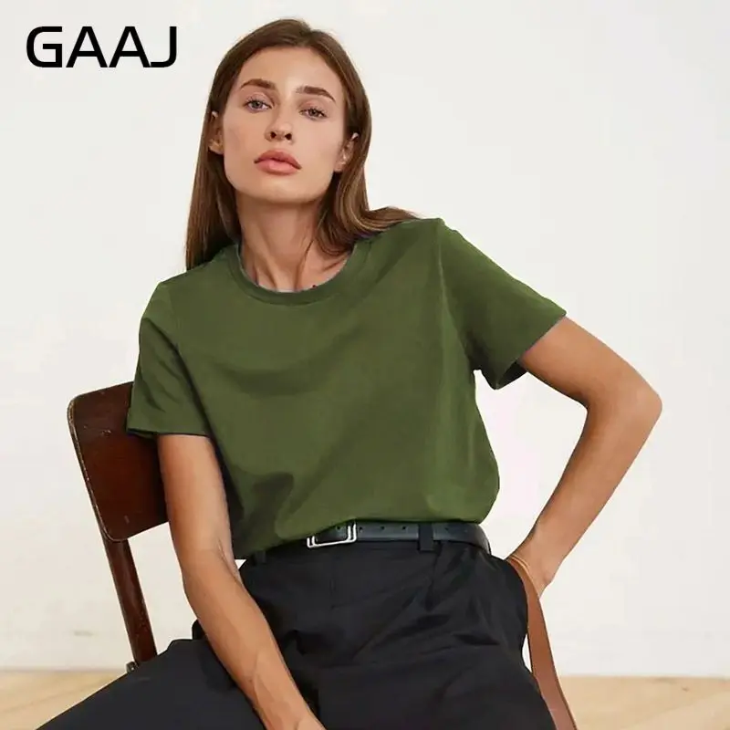 Damski t-shirt oversize z bawełny – gładki, plus size Army
