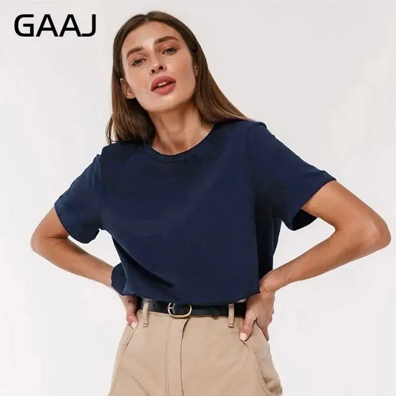 Damski t-shirt oversize z bawełny - gładki, plus size Granatowy