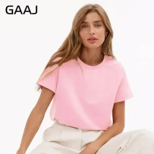 Damski t-shirt oversize z bawełny - gładki, plus size Różowy