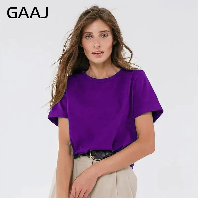 Damski t-shirt oversize z bawełny - gładki, plus size Fioletowy