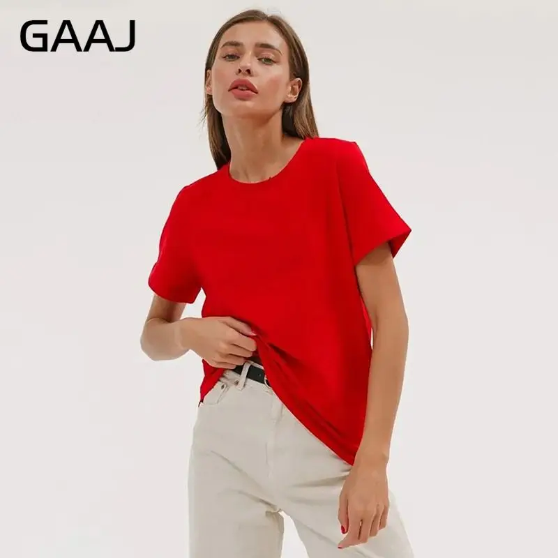 Damski t-shirt oversize z bawełny - gładki, plus size Czerwony