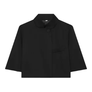 Damski elegancki żakiet ze stójką i krótkim rękawem 1