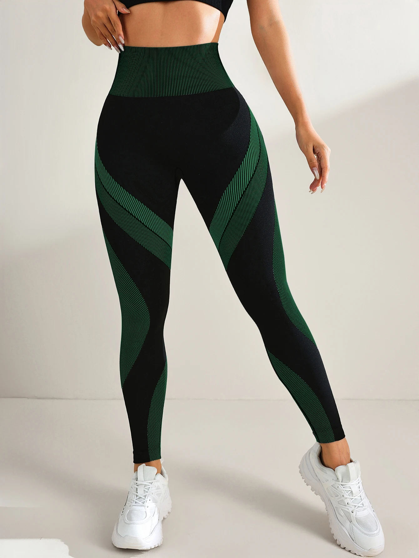 Damskie bezszwowe legginsy do jogi z wysokim stanem Darkgreen