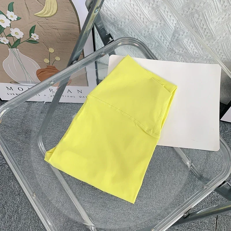 Damskie bezszwowe legginsy do jogi push up z wysokim stanem żółty