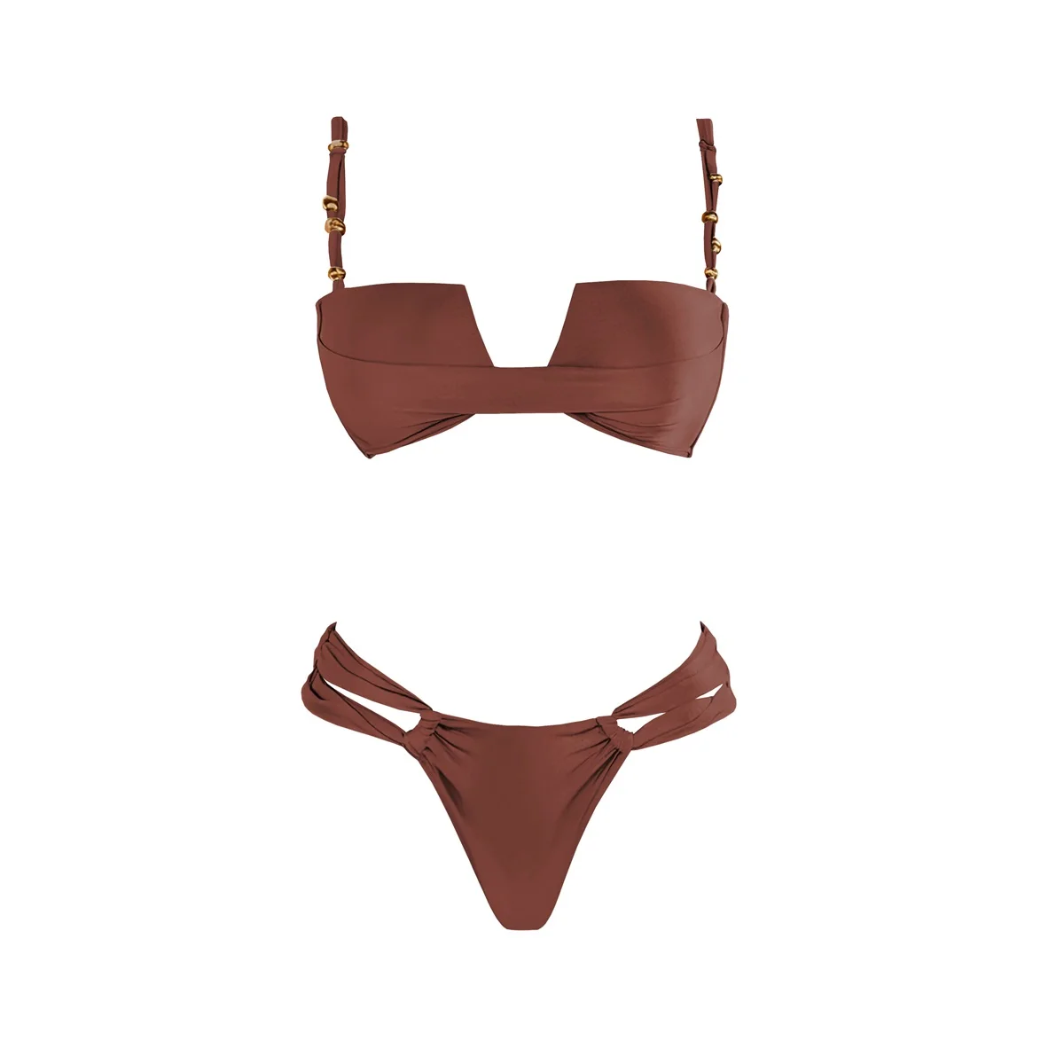 Damskie bikini bandeau push-up trzyczęściowe Bikini5