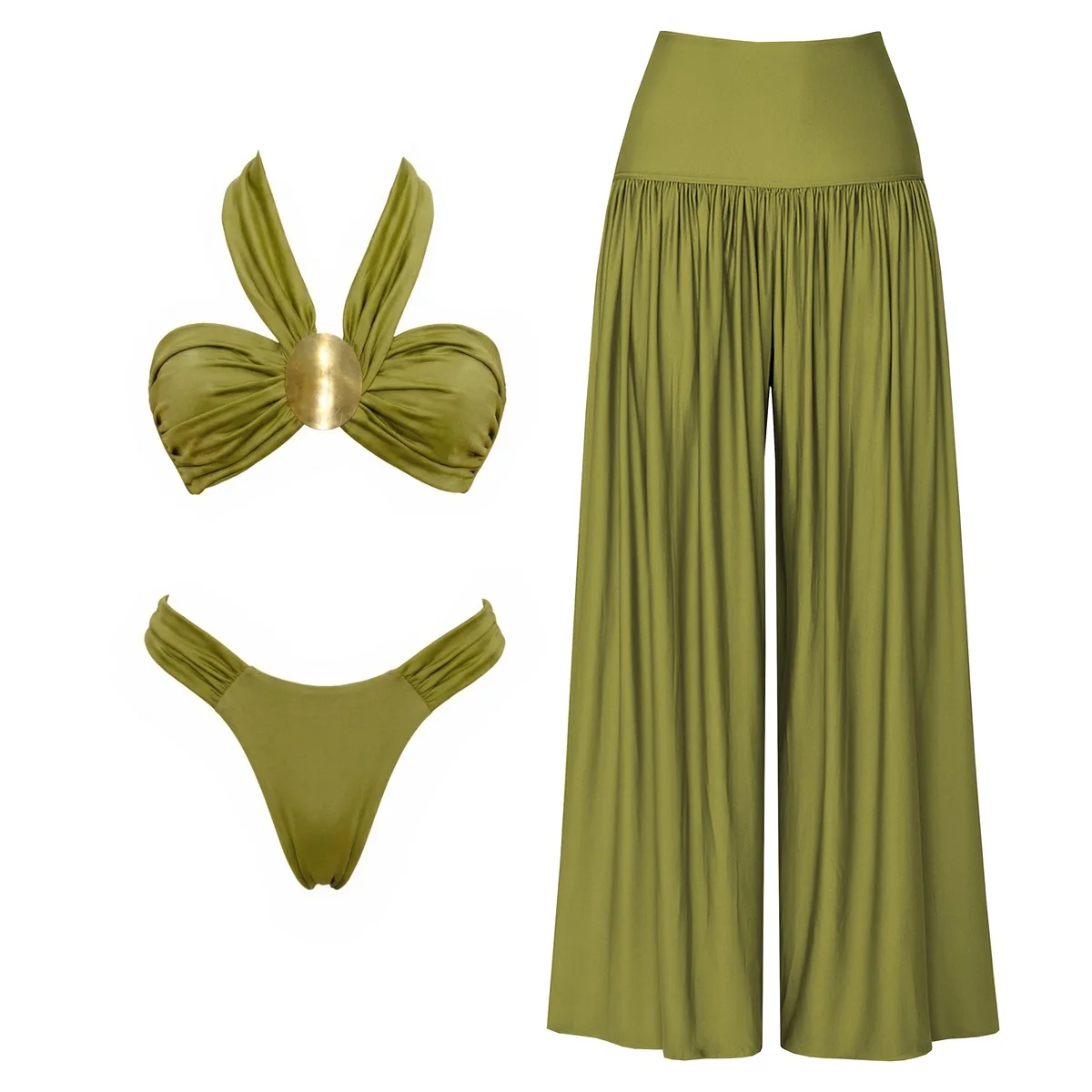 Damskie bikini bandeau push-up trzyczęściowe Set1