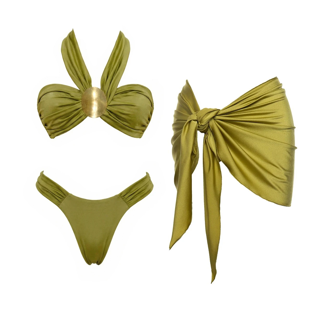Damskie bikini bandeau push-up trzyczęściowe Set2