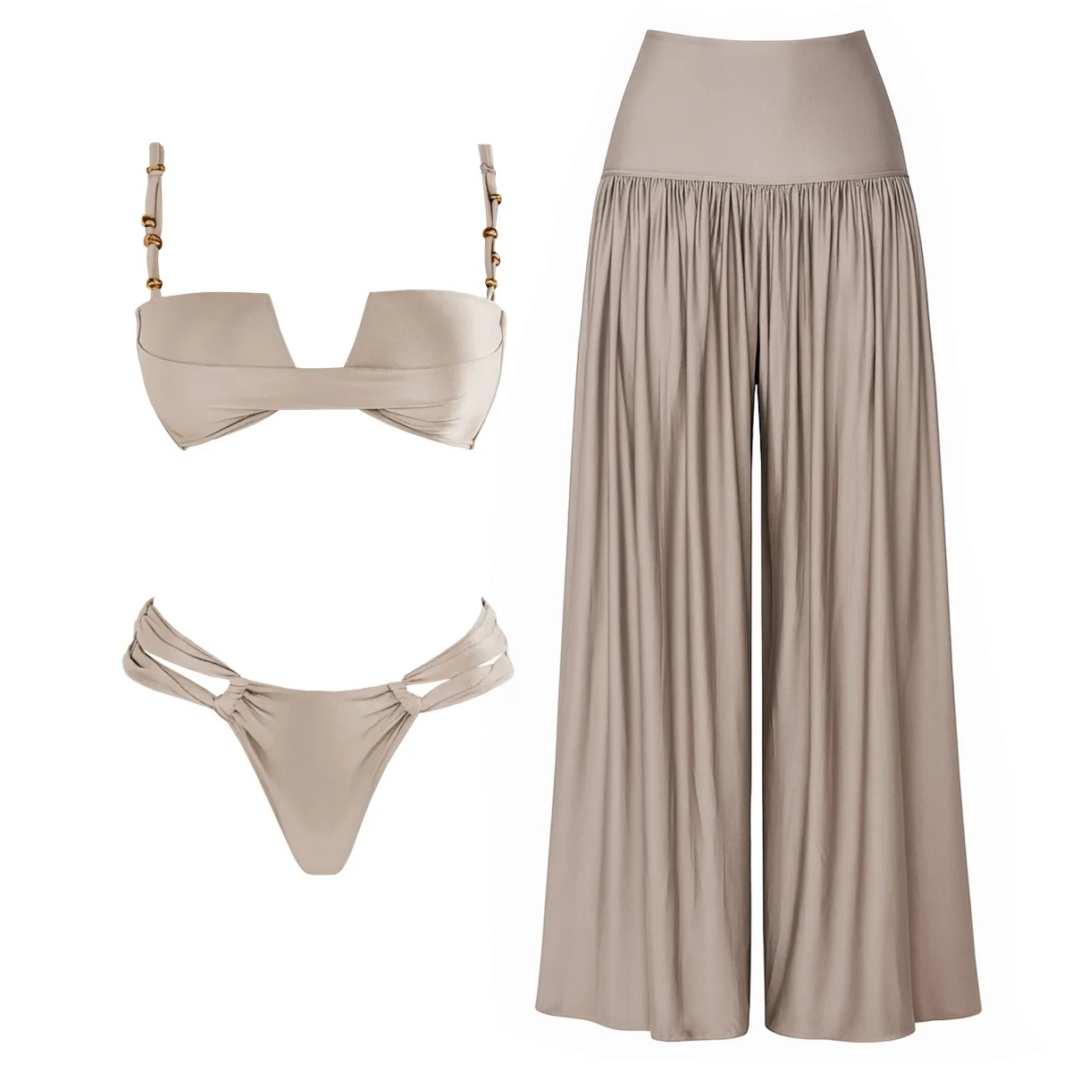 Damskie bikini bandeau push-up trzyczęściowe Set5