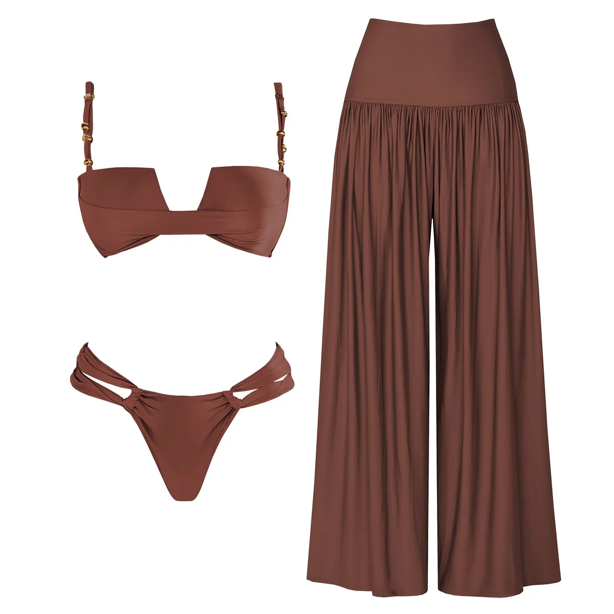 Damskie bikini bandeau push-up trzyczęściowe Set8