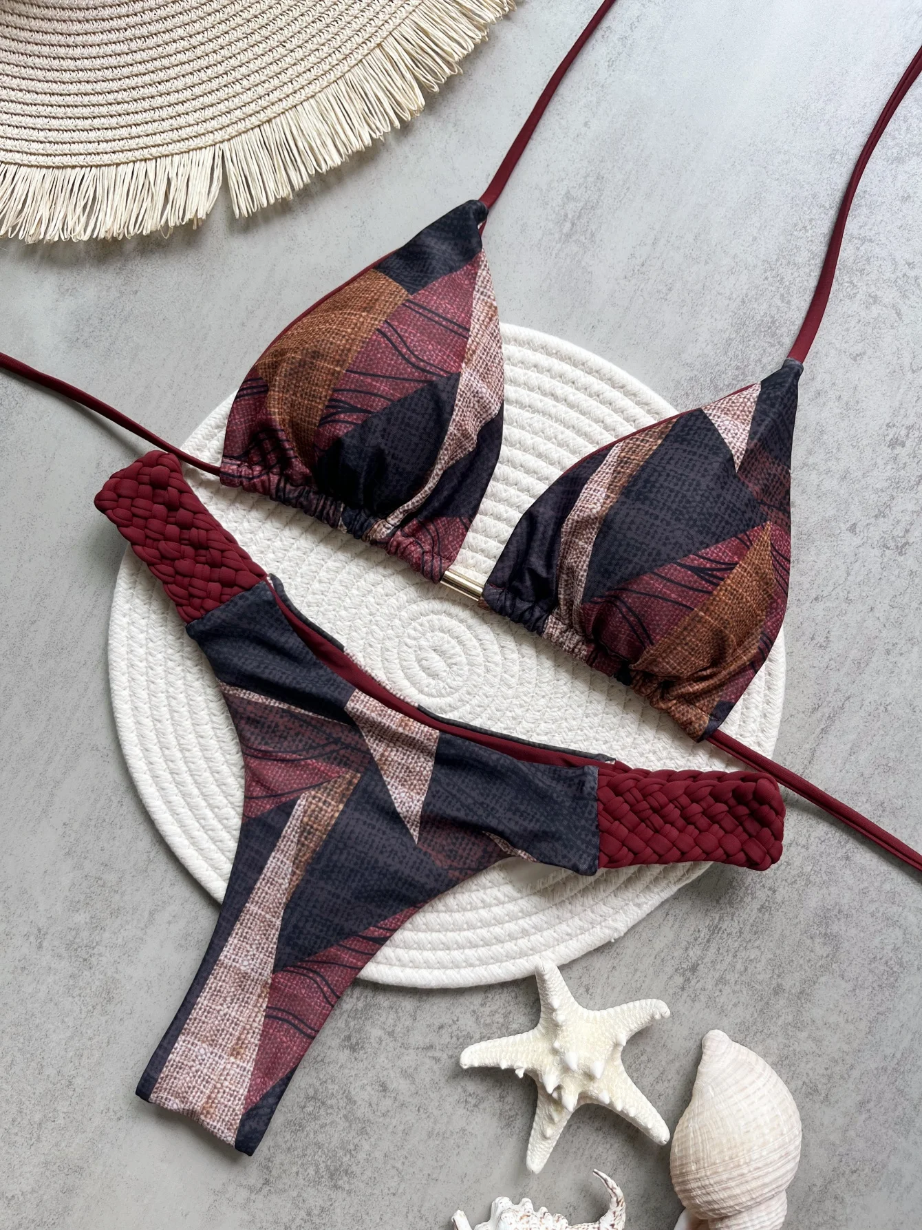 Damskie bikini dwuczęściowe z nadrukiem wysoko wycięte Rt2509