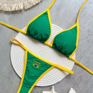Damskie bikini dwuczęściowe z haftem na lato Zielony