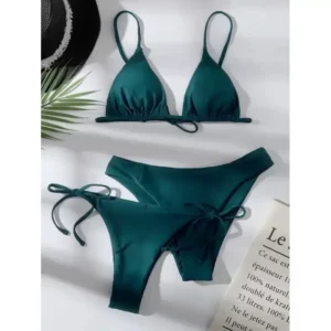 Damskie bikini push up z dwiema parami majtek Ciemnozielony