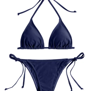 Damskie bikini stringi w kolorze granatowym Ciemnoniebieski