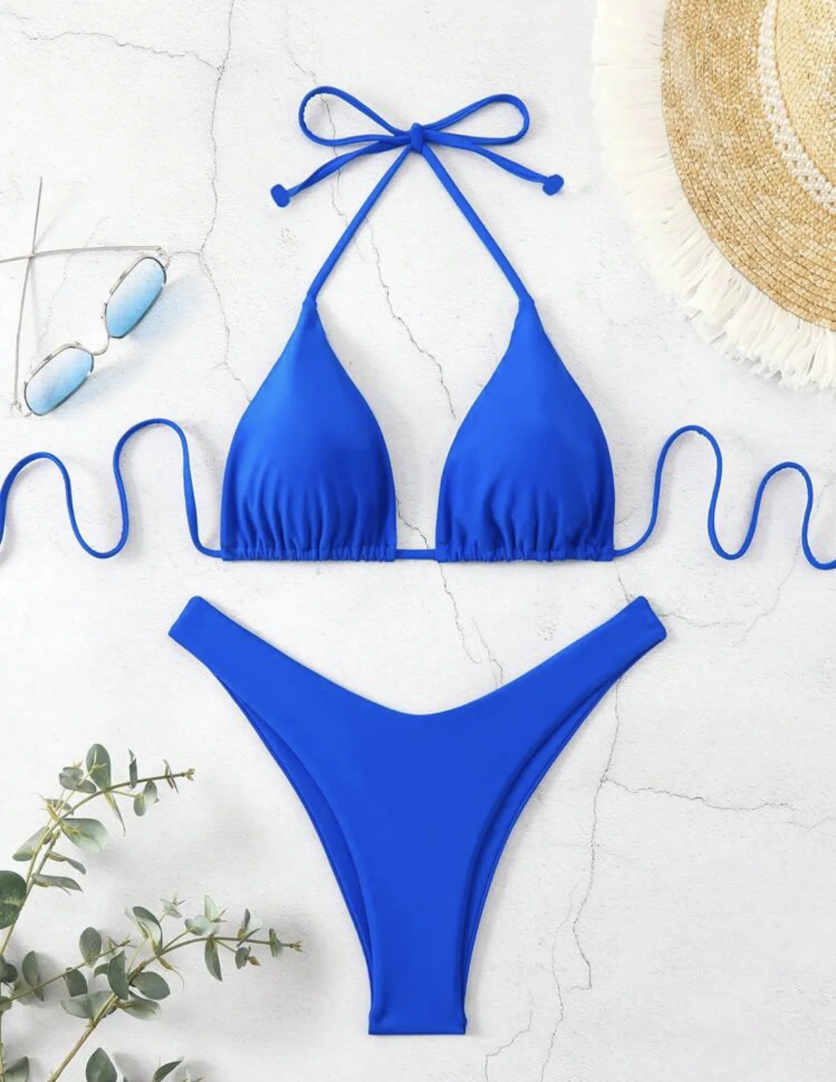 Damskie bikini z wiązaniem na szyi i stringami Style g