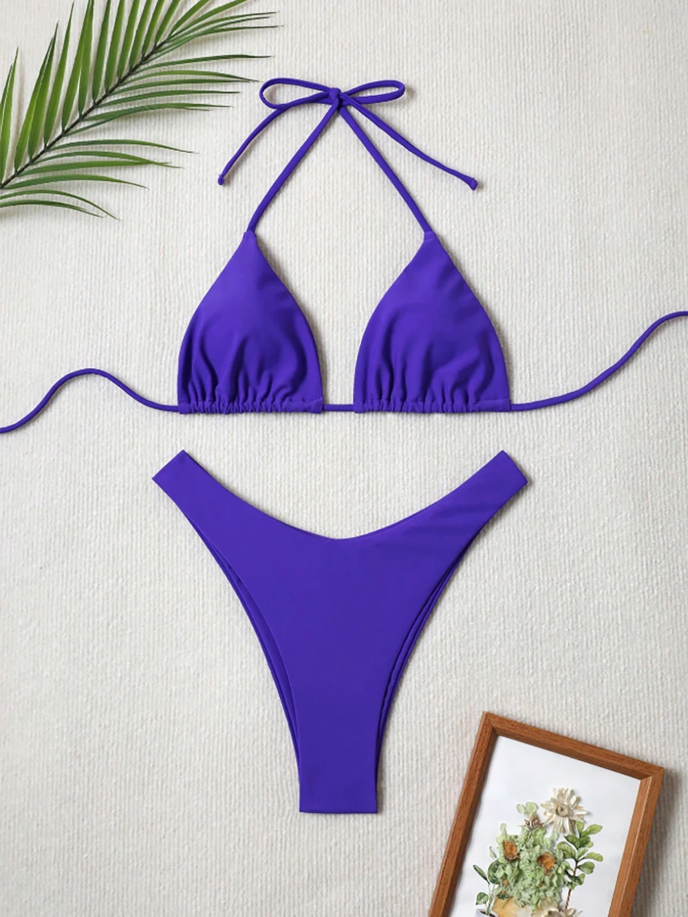 Damskie bikini z wiązaniem na szyi i stringami Style k
