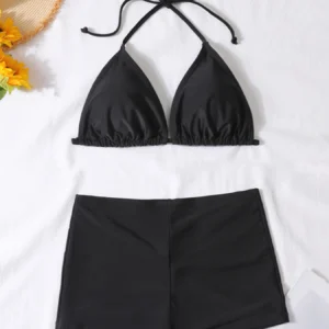 Damskie bikini z wysokim stanem czarno-białe Czarny