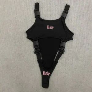 Damskie body bez rękawów w stylu gothic Y2K Czarny