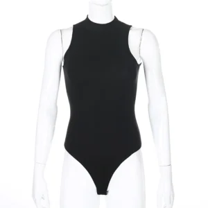 Damskie body bez rękawów w stylu gothic Y2K Czarny