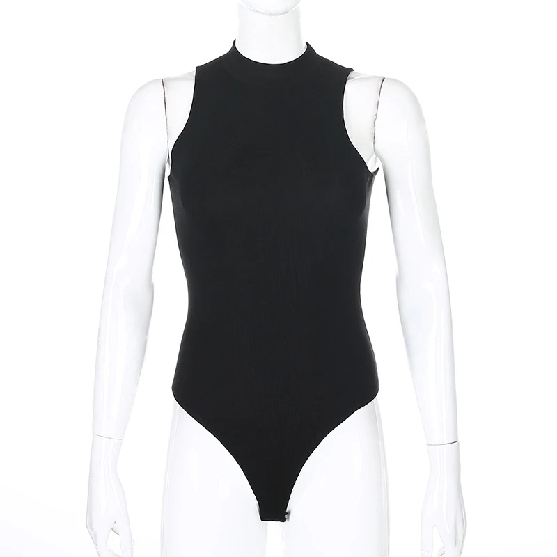 Damskie body bez rękawów w stylu gothic Y2K Czarny