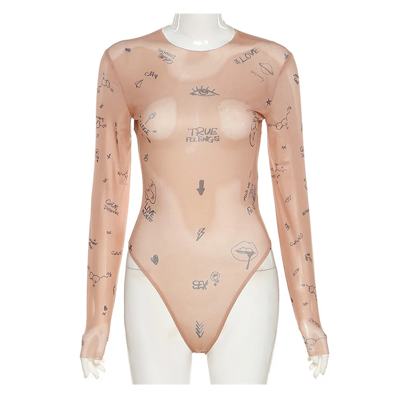 Damskie body z długim rękawem – dopasowane, basic Khaki
