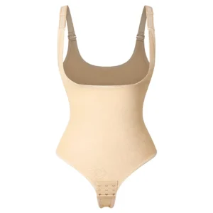 Damskie body modelujące z pasem wyszczuplającym Stringi w stylu nude