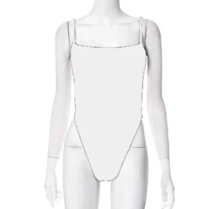 Damskie body na ramiączkach z odkrytymi plecami Y2K Biały