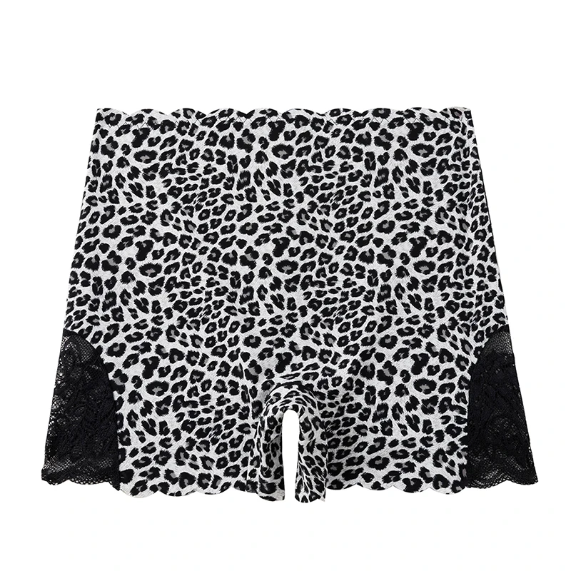 Damskie majtki bokserki koronkowe z wysokim stanem Leopard