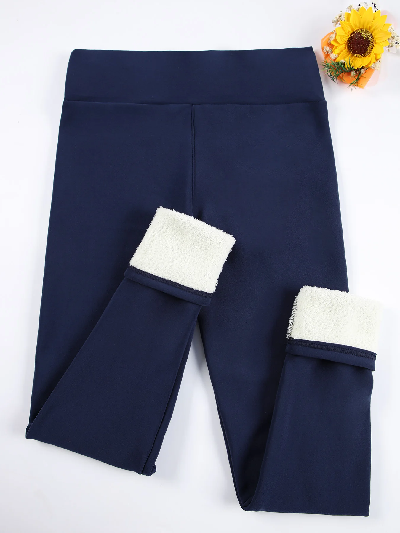 Damskie ciepłe legginsy zimowe ocieplane polarem 534navy