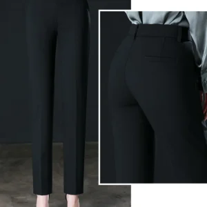 Damskie eleganckie spodnie garniturowe slim Czarny