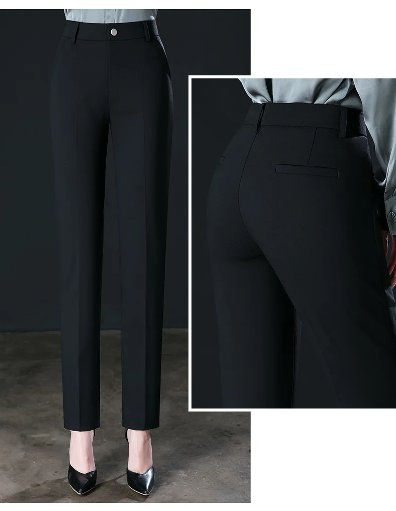 Damskie eleganckie spodnie garniturowe slim Czarny