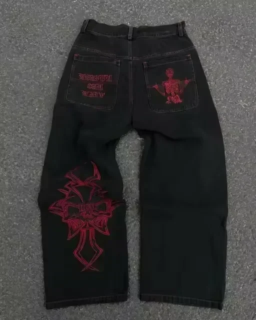 Damskie jeansy baggy z cekinami w stylu vintage Y2K 2