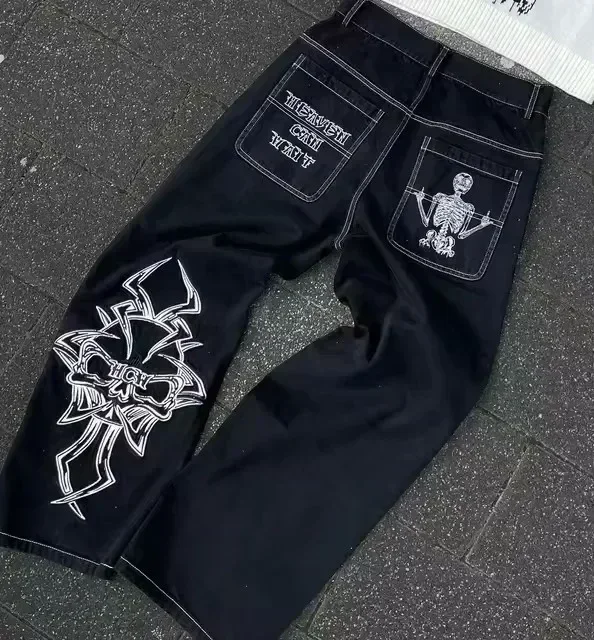Damskie jeansy baggy z cekinami w stylu vintage Y2K 3