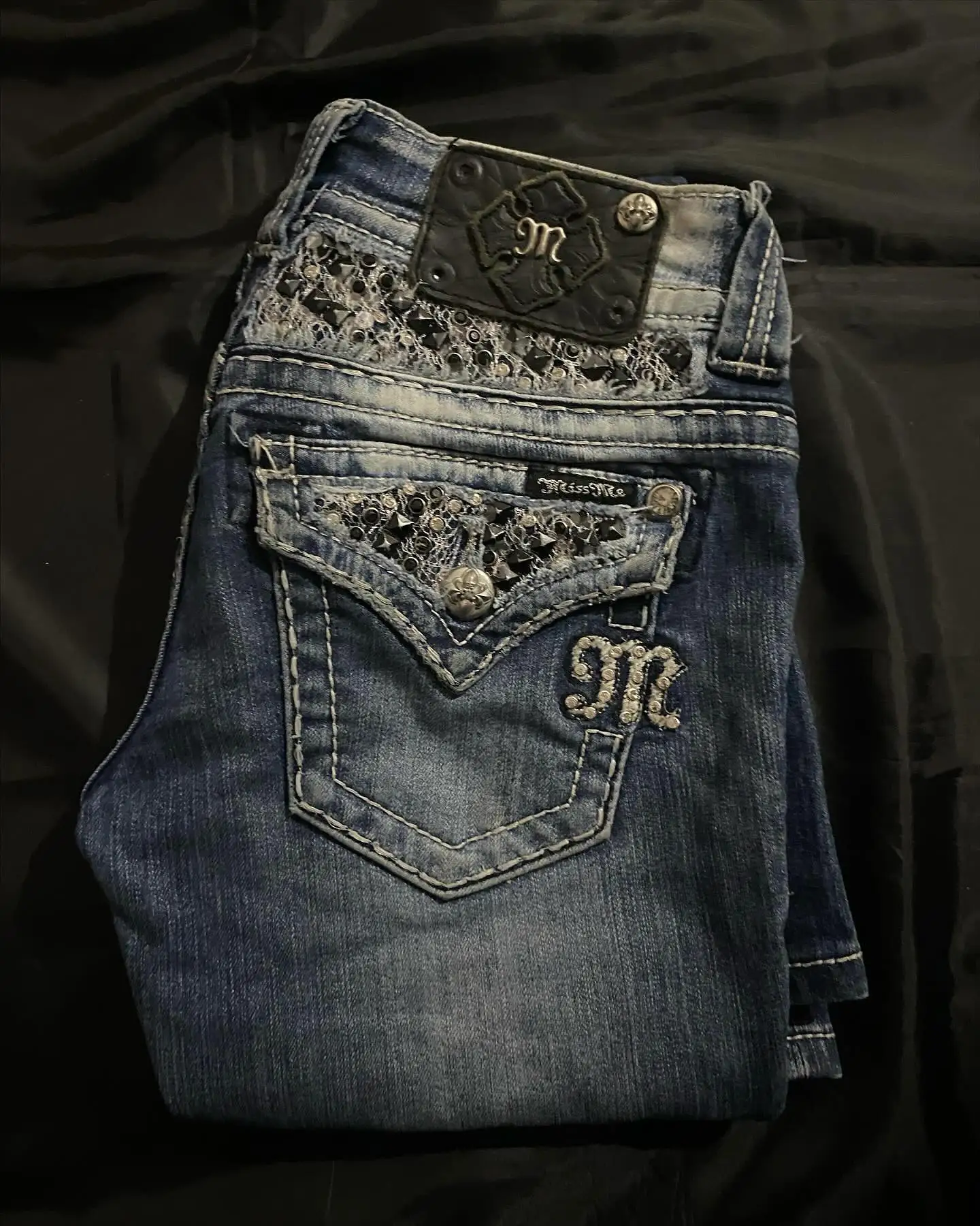 Damskie jeansy baggy z cekinami w stylu vintage Y2K 7