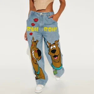 Damskie jeansy z wysokim stanem i nadrukiem w stylu Y2K 1