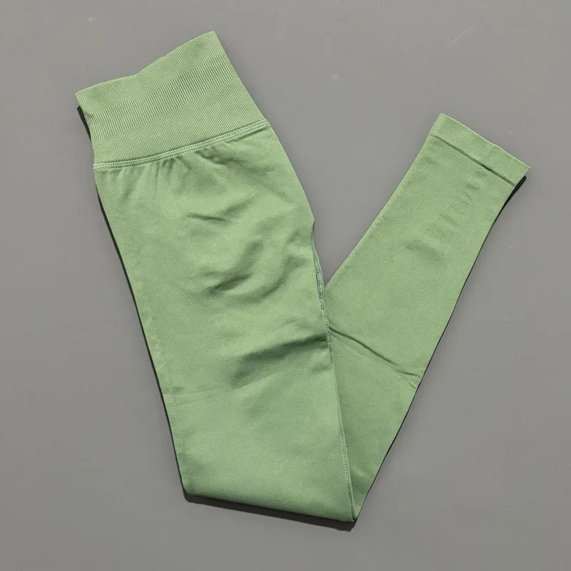 Damskie legginsy bezszwowe modelujące pośladki na siłownię Pistachio