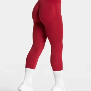Damskie legginsy do jogi z wysokim stanem, bezszwowe Czerwony