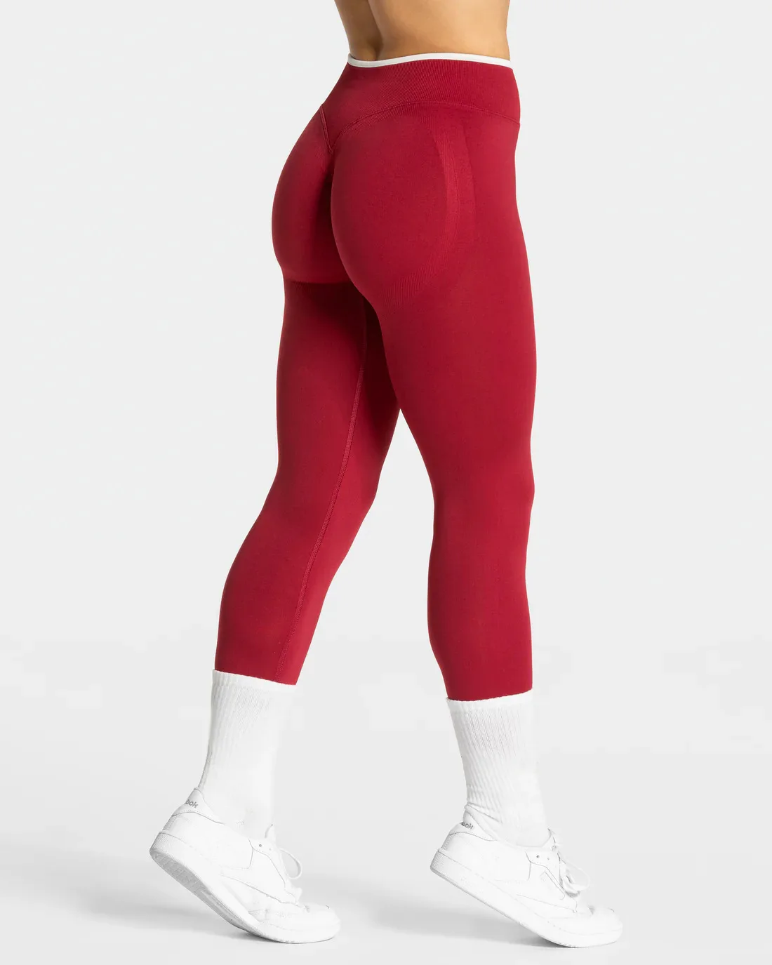 Damskie legginsy do jogi z wysokim stanem, bezszwowe Czerwony